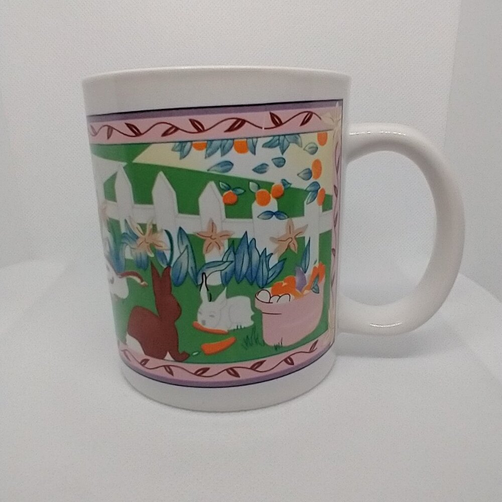 Ceramic Colorful Mug Rabbits - Great Condition